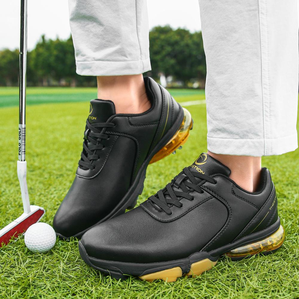 Professional Golf Shoes With Nails Men Outdoor Non-slip Men's Golfing Spikes Leather Waterproof Air Cushion Sports Shoes For Men