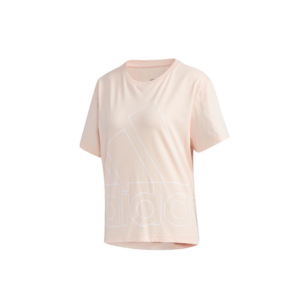 Adidas Logo Print Sports Casual T-Shirt Women Tops Pink GK3332