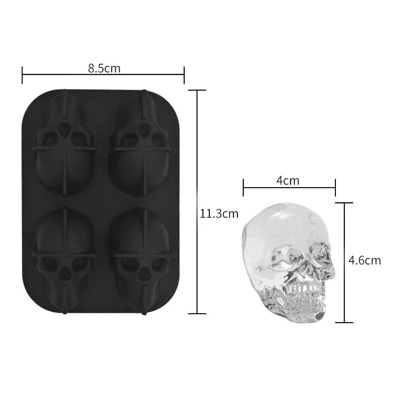 Creativ craniu formă silicon hochei pe gheață minge mucegai 4 grilă mare gheață whisky gheață grilă DIY model minge instrument DIY mucegai minge Maker