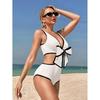 New Sexy Deep V-Neck One Piece Swimsuit For Women Patchwork Swimwear Female Bodysuit Backless Bathing Suit Bathers