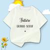 T-shirt Bambino Stampa Lettere "Futura Sorella Maggiore" Francese Manica Corta Girocollo Magliette Bambino Casual Annuncio Gravidanza Top Bambino