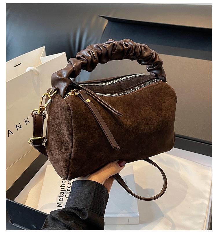 Women's Meillard Suede Crossbody Pillow Bag - Versatile Small Square for Autumn/Winter Commute