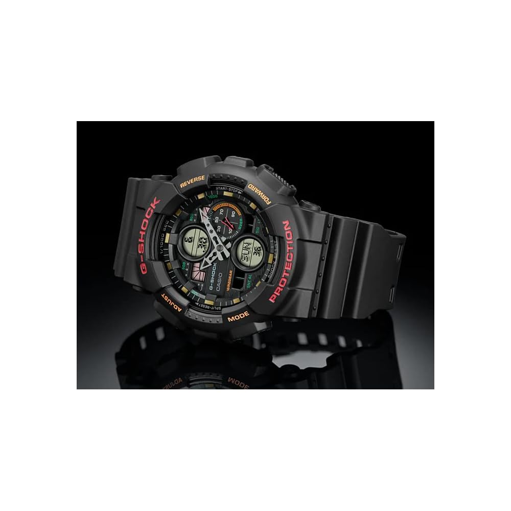 Casio G-Shock GA-140-1A4 Analog-Digital Watch Shock Resistant Black Red