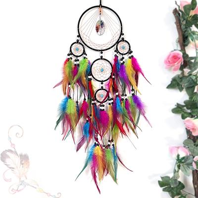 Dream yakalayıcılar Retro 5 Halka Dream Catchers Ev Dekorasyon Hintliler Doğal Taş Hayat Ağacı Dreamcatcher Duvar Asılı