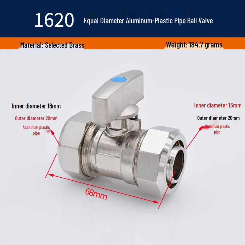 Solar Compression Ball Valve Switch with Aluminum-Plastic Pipe Fitting for Radiators 1/2" & 3/4" 2025 Model
