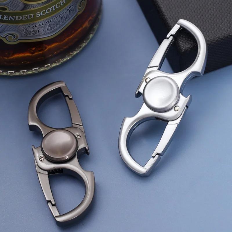 Fidget Spinner Schlüsselanhänger mit Flaschenöffner, Leiser Spin & Schnellverschluss Doppelkarabiner für einfaches Schlüsselabnehmen, EDC Ausrüstung für Männer