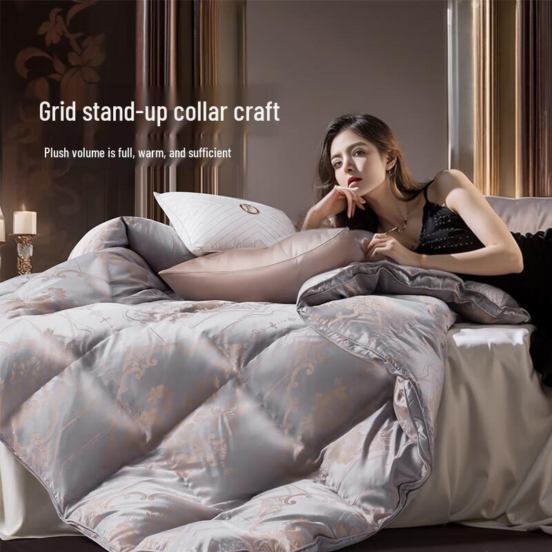 

FUANNA Paris Grey 95% Goose Down Thick Quilt, Double, 230x229cm, 1100g