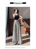 Spicy Girl 2025 Summer Ice Silk Striped Wide-Leg Pants - Plus Size, Casual, Hip-Hugging, Lazy Style