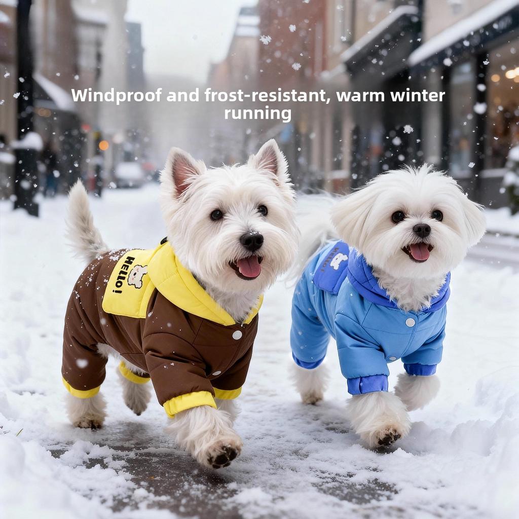 New Pet Clothes Winter Clothing Bichon Schnauzer Medium and Small Dogs Winter Cat Warm Four-legged Dog Down Jacket