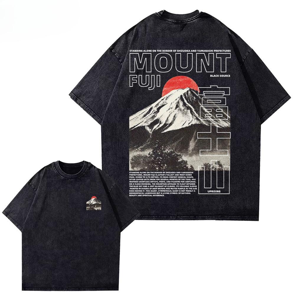 2026 Hot Retro Mount Fuji T Shirt Japanese Streetwear Vintage Japanese Poster Tee Minimalist Fuji Graphic Unisex Cotton Tee Men Casual T-shirt Top L