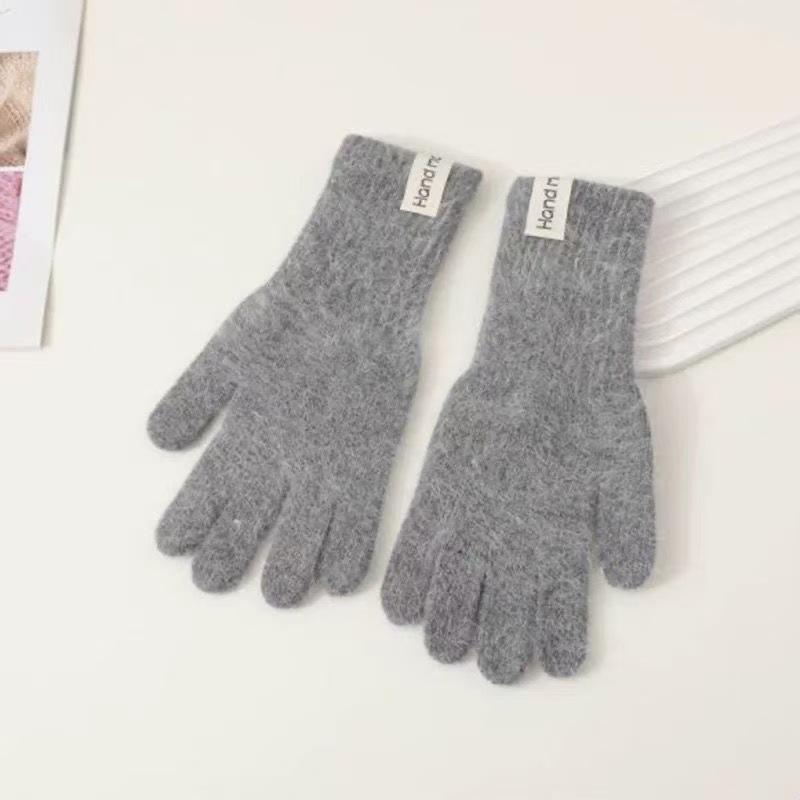 

Women Gloves Ins Candy Color Long Rabbit Fur Gloves for Women Warm Winter Knitted Touchscreen Riding Gloves Windproof Thickened темно-серого