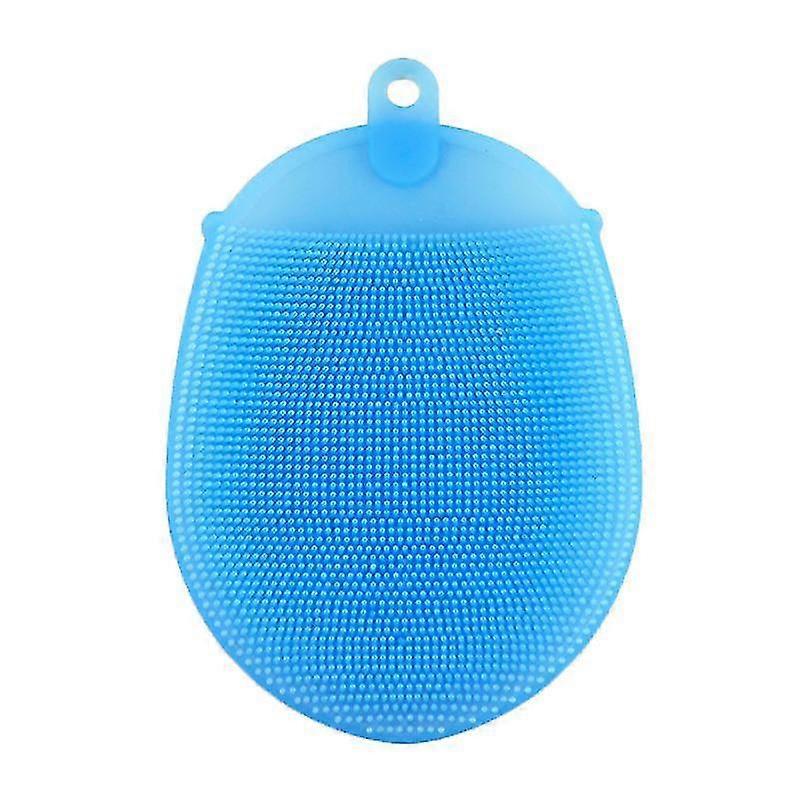 Silicone Bathing Brush Anti-bacterial Shower Scrubber Facial Cleansing Pads (blue)