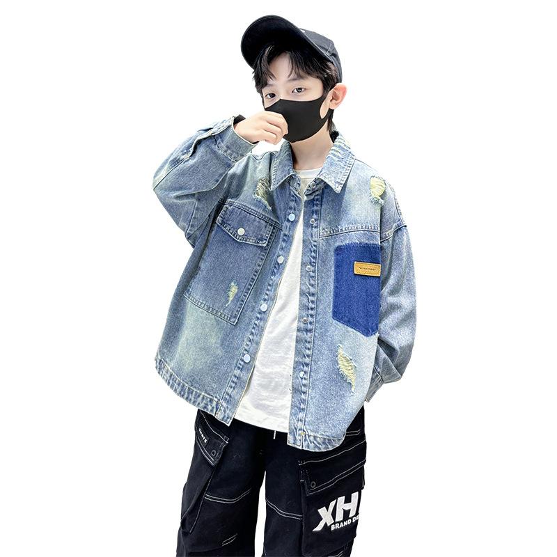 Boys Loose Denim Coat Spring and Autumn 2025 Children's Fashion Handsome Shirt