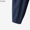 ZANZEA Women Casual Elastic Wasit Solid Color Loose Harem Pants