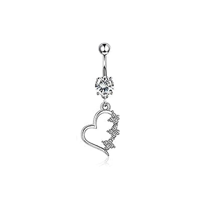 Navel Ring Set: 6-Piece Zircon Belly Button Rings with Bow and Water Drop Pendant