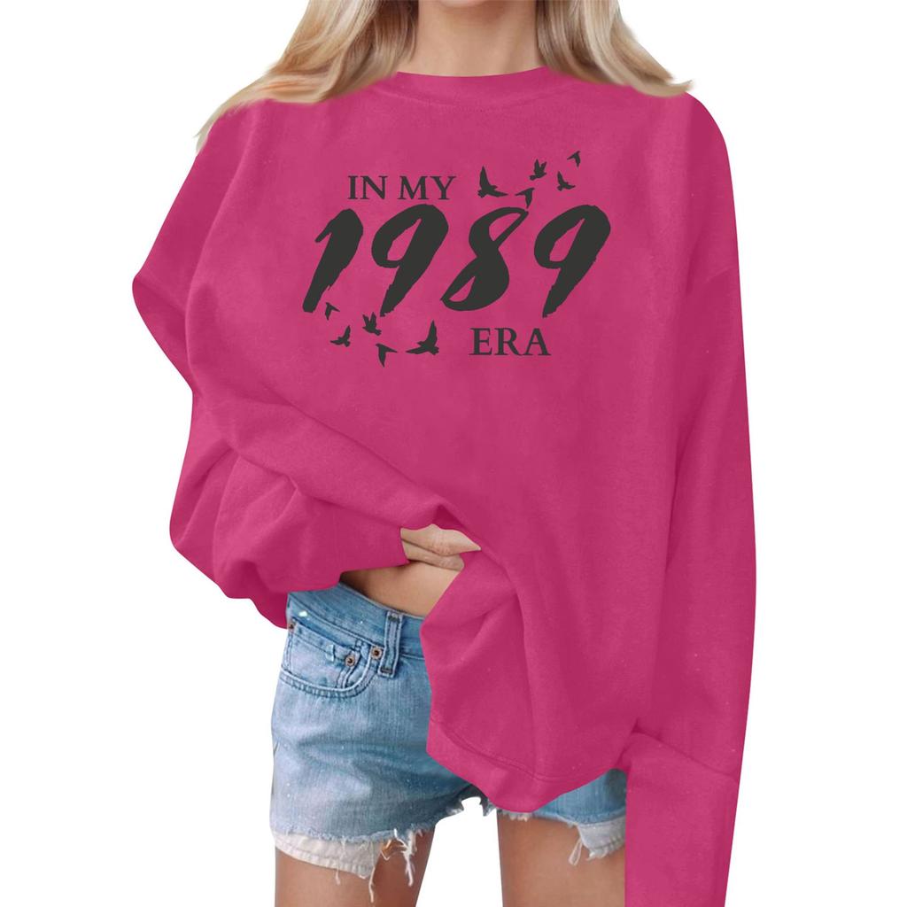 Damen Casual Mode Print Langarm O-Ausschnitt Sweatshirts Pullover Top