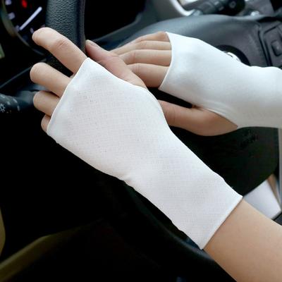 Elastic Fingerless Gloves Thin Solid Color Half Finger Sunscreen Gloves Anti-UV Protect Wrist Wristband Ice Silk Mittens Cycling