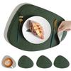 Nordic Cowhide Teardrop Leather Placemat, Double-Sided, Non-Slip PU Heat Insulation for Dining Tables