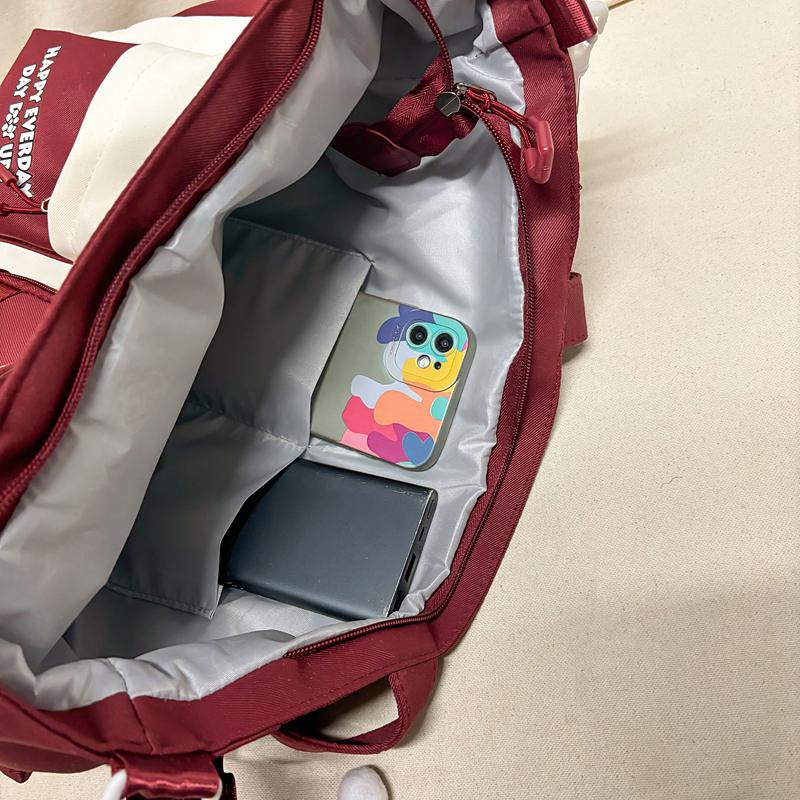 Kontrastfarbene Umhängetasche mit großer Kapazität, Mädchen-Schulter-Tragetasche, Studentische Unterrichtstasche mit Münzfach