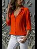 Autumn Winter Fashion Womens Chiffon Shirt Long Sleeves Deep V Neck