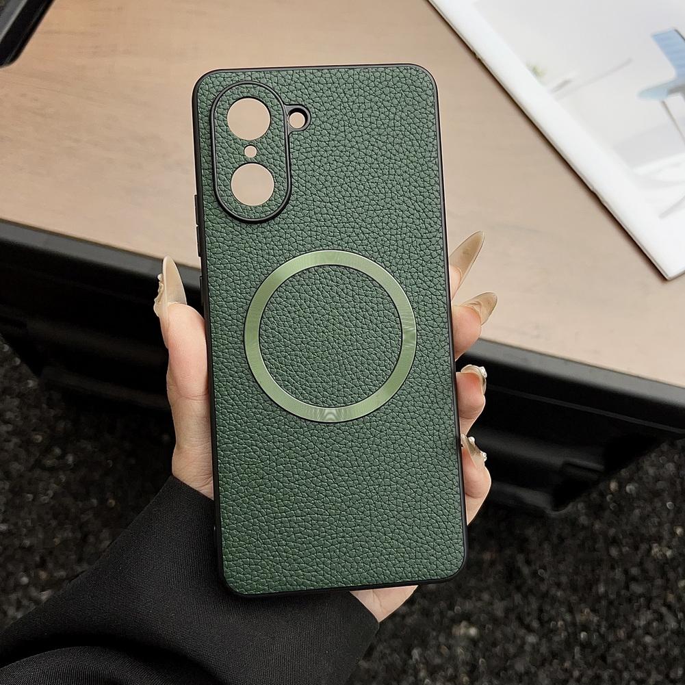 

With Magsafe Magnetic Plain Leather Lychee Case For OnePlus Nord 5 4 CE 5 One Plus 13s 13T 13R 13 Ace 5 Camera protect Cover OnePlus Ace 5 Racing