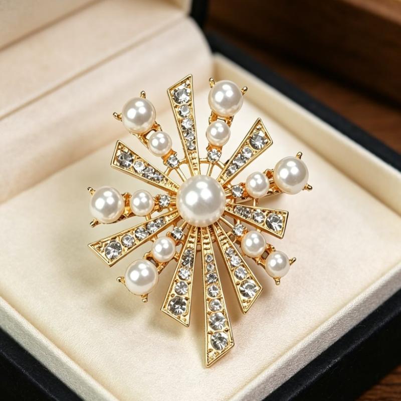Exquisite Diamond Pearl Brooches For Women Girls Banquet Weddings Pins Versatile Shiny Corsage Clothing Accessories Gifts