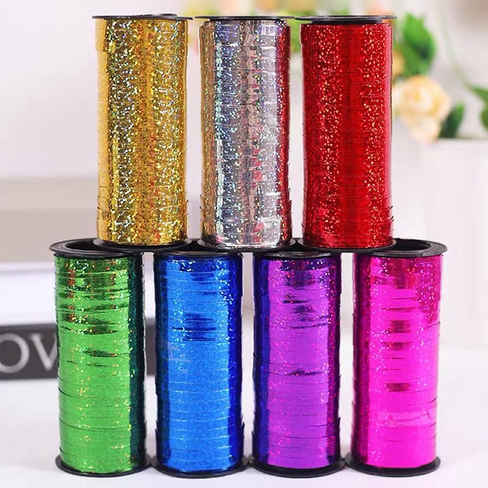 100 Yards Rolle Glitzer-Lockenband Luftballonband Geschenkband für Basteln Weihnachten Geburtstag Hochzeit Party Dekoration