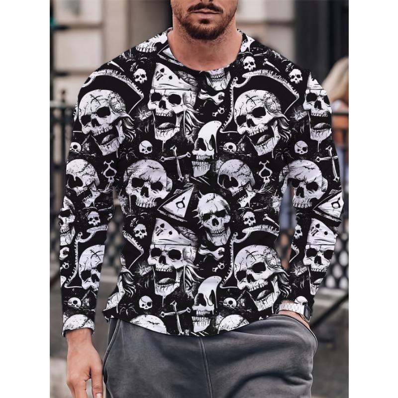 Fashion Pattern Printed T-shirt for Men and Women in Spring and Autumn Casual Outdoor Long Sleeved T-shirt Top Street Clothing