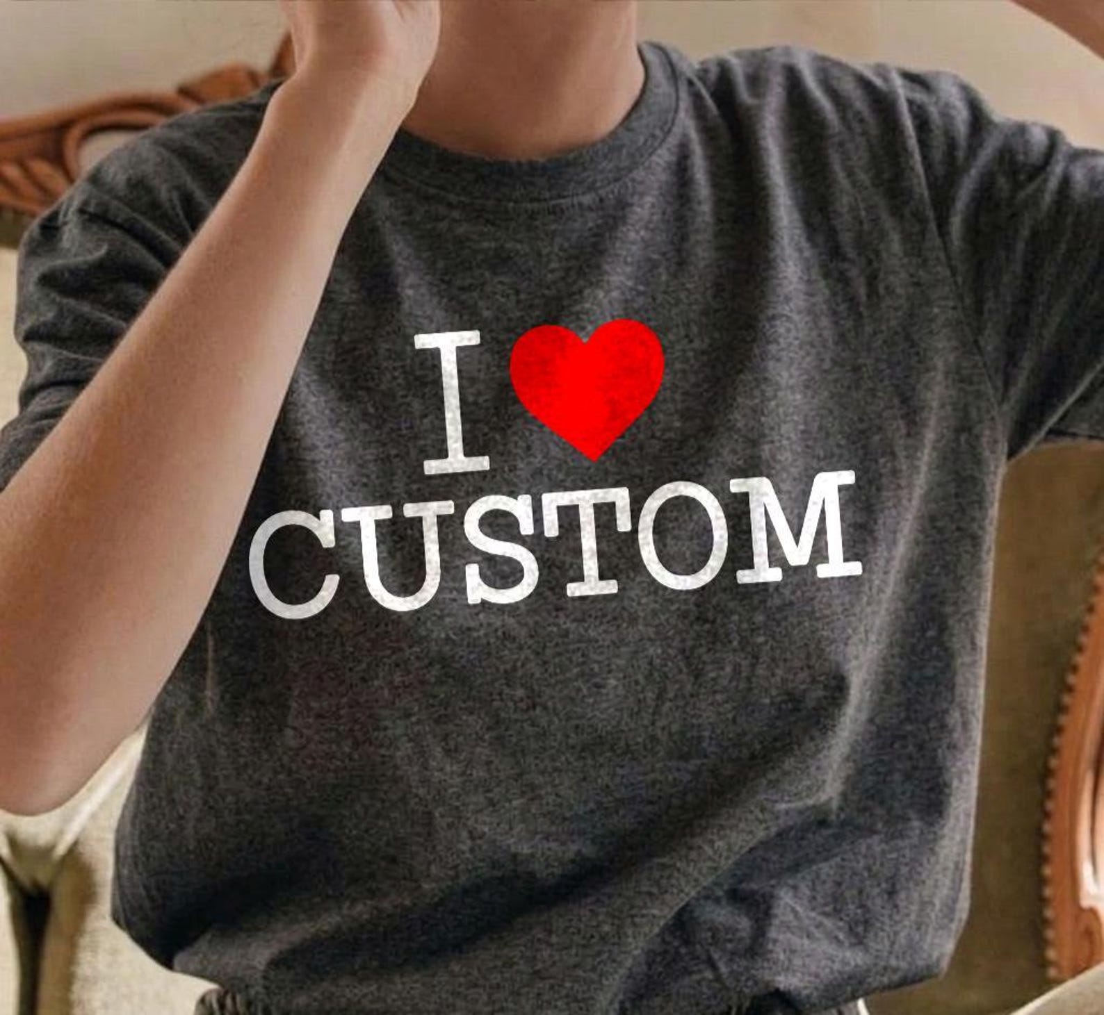 Custom I Heart T-Shirt Personalized Valentines Gift Comfort Colors Unisex Tee S