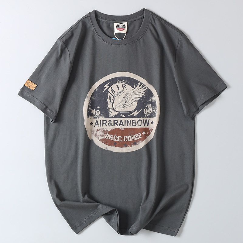 Export Tail Order Balance Cargo with Logo Cut Off Summer Men Pure Cotton Round Neck Short Sleeve T-shirt Export Original Order Men's Half Sleeve Tops