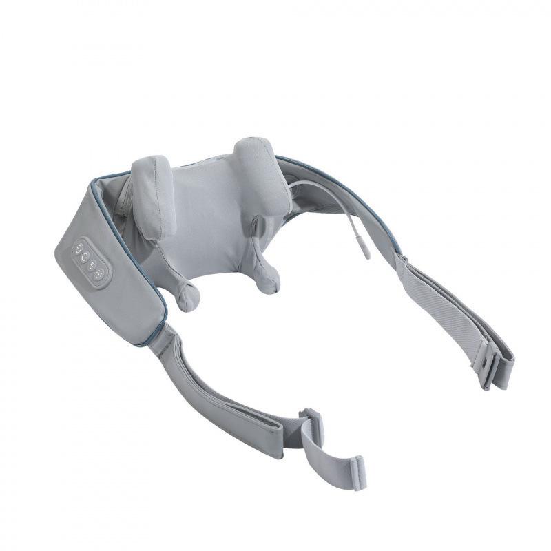 Многофункциональный электрический массажер для шеи и плеч с функцией тепловой терапии серый