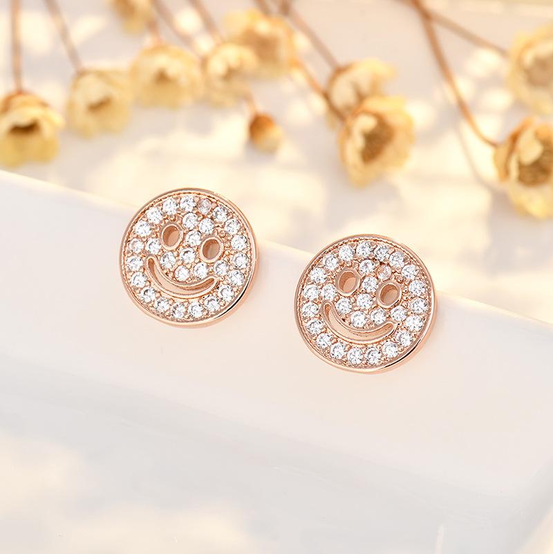 Hot-selling Needle Smiling Face Earrings Exquisite Small Micro-inlaid Zircon Earrings for Women's Temperament Earrings