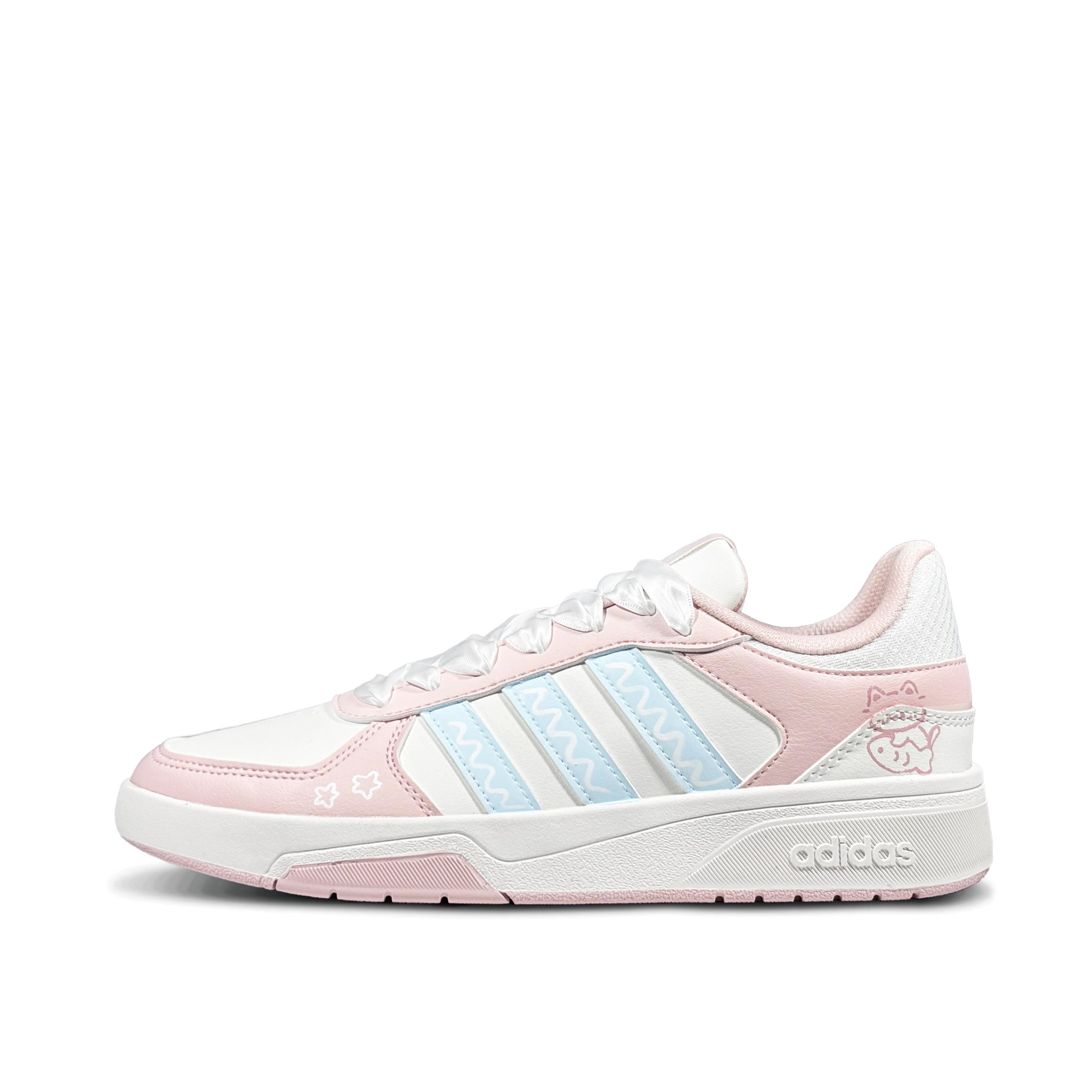 

Adidas COURTBEAT Kitten Playing With Fish Low top Skateboard Shoes Unisex Pink Blue KI6785(Team-814) 36