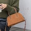 Autumn and Winter New Suede Bag Women's Genuine Leather Portable Crossbody Shoulder Pillow Bag Women's Versatile Bowling Bag