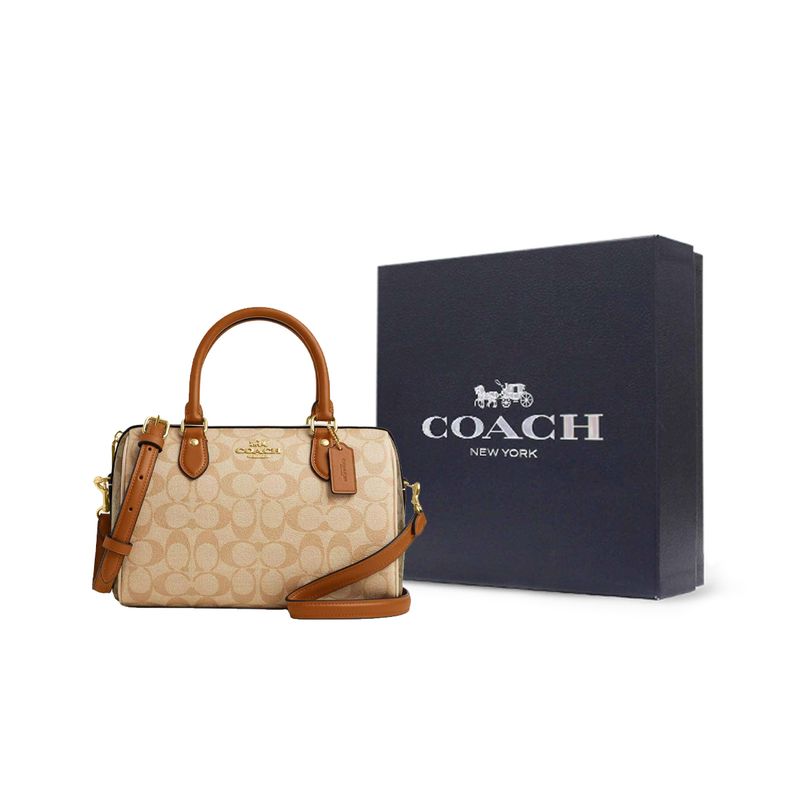 Coach Rowan 25 Logo Reißverschluss Beschichtetes Canvas Schulter Crossbody Tragetasche Mittel Damen Handtaschen Hell-Khaki CS185-IMWQ4