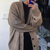 V-Neck Long Sleeves Ribbed Trim Thickened Men Knitwear Men Autumn Winter Solid Color Buttons Placket Knitted Coat