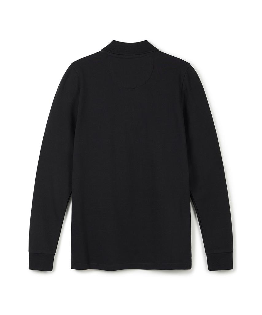 USPOLOASSN Cotton Blend Long Sleeve Collared T-Shirt_Black