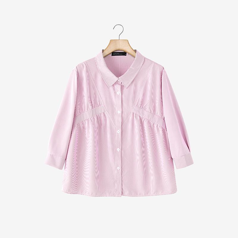 ZANZEA Women Casual Turn Down Collar 3/4 Sleeve Loose Stripe Blouse
