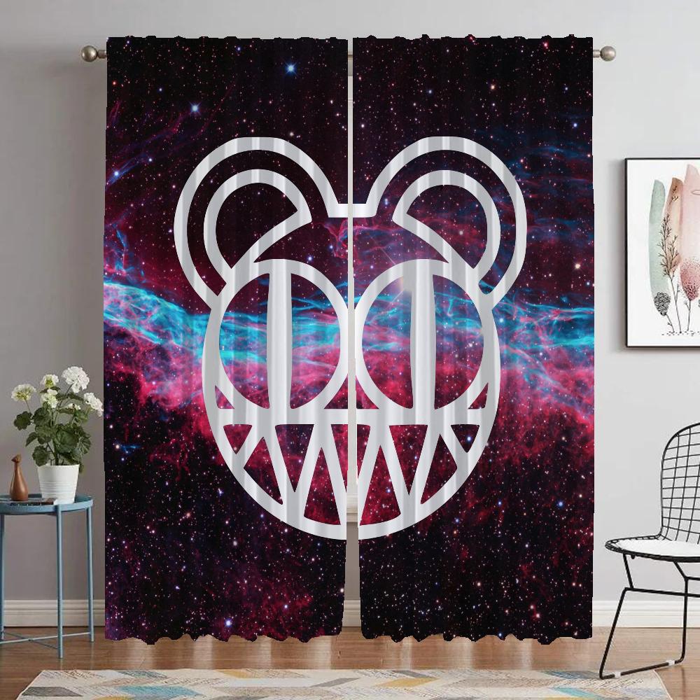 Radiohead Cortinas para Dormitorio Cortinas Modernas para Sala de Estar 2 Piezas Decoración de Halloween Visillos Cortina Blackout Separador Niño