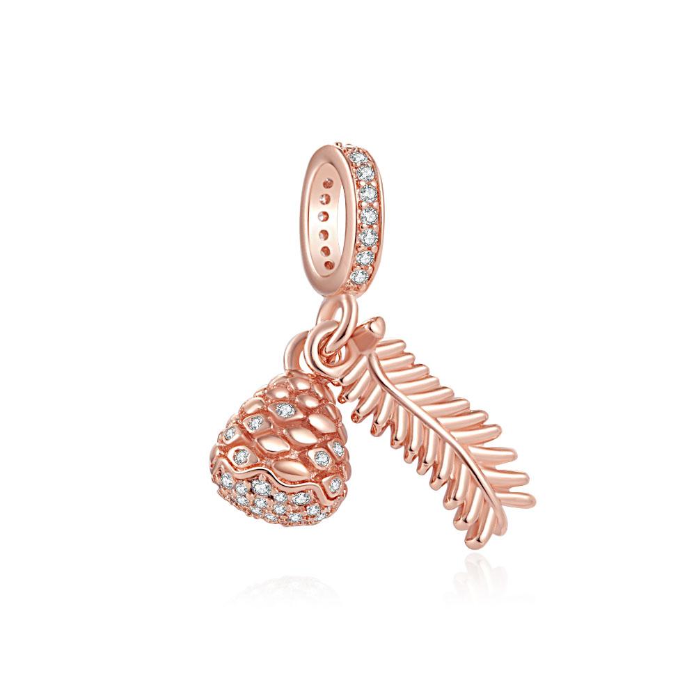 Rose Gold Series Heart-Shaped Beads Pendants Flower Clip Copper Appropriate For European Genuine Bracelets Do-It-Yourself Elegant Jewellery