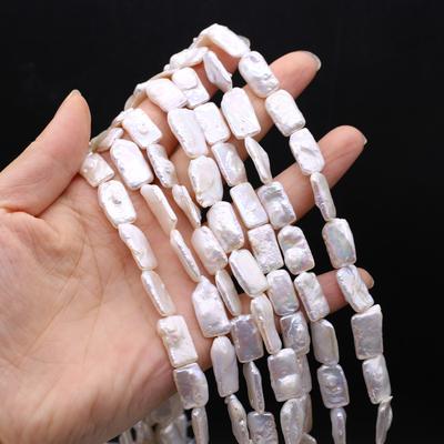 1String, White Natural Freshwater Pearls, Baroque Rectangle Pearl Beads, 16×8mm, for DIY Jewelry Making, Unique Birthday Party Wedding Crafts, 36cm