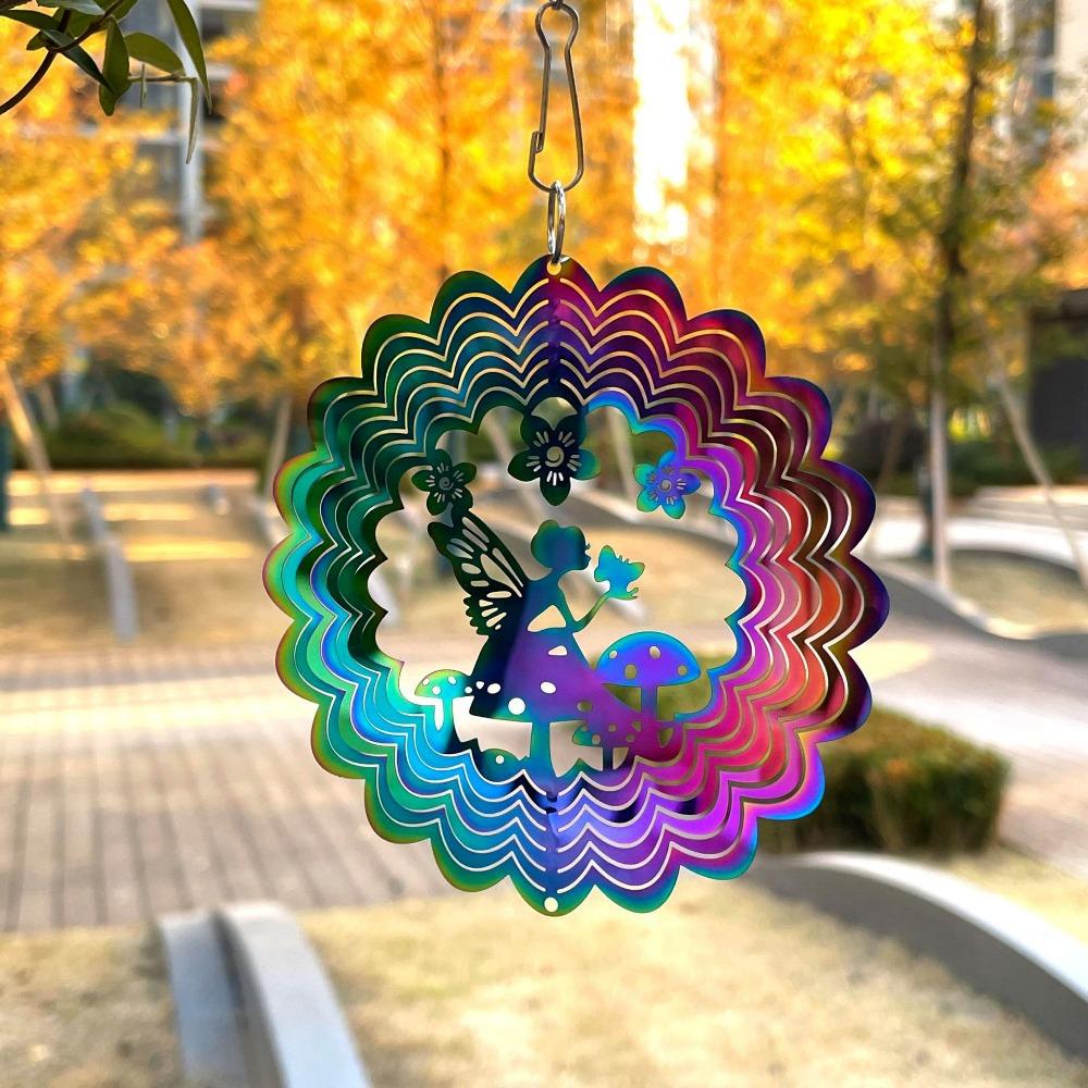 3D Flowing Wind Spinner 10cm 10 Styles Yard Garden Mirror Rainbow Stainless Catcher Hanging Decor
