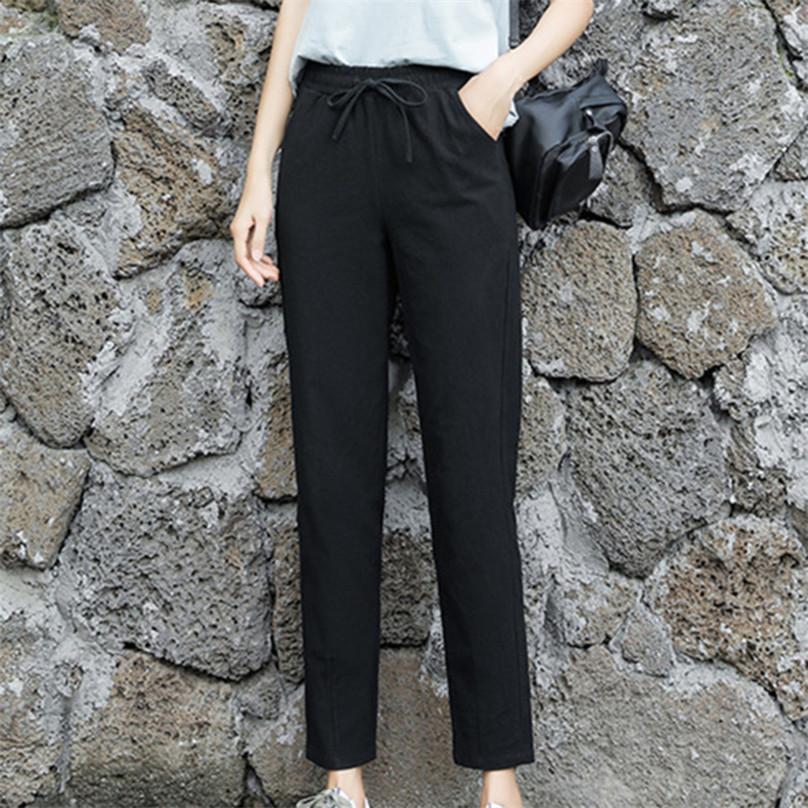 Spring and Autumn Ladies Casual Pants Harem Pants Loose Nine-point High Quality Women's Pants Thin Straight Drawstring Suit Pants