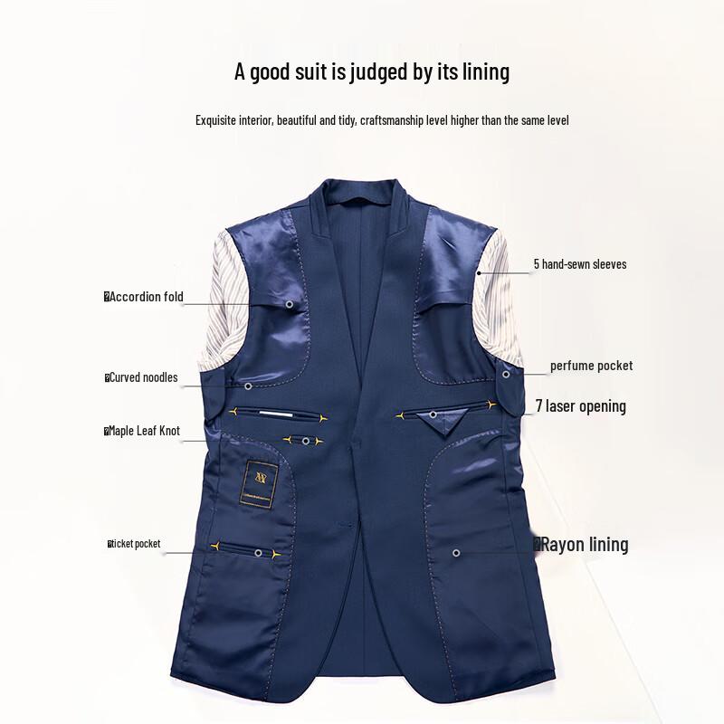 ROMON Men's Italian Lapel Double-Breasted Suit Vest