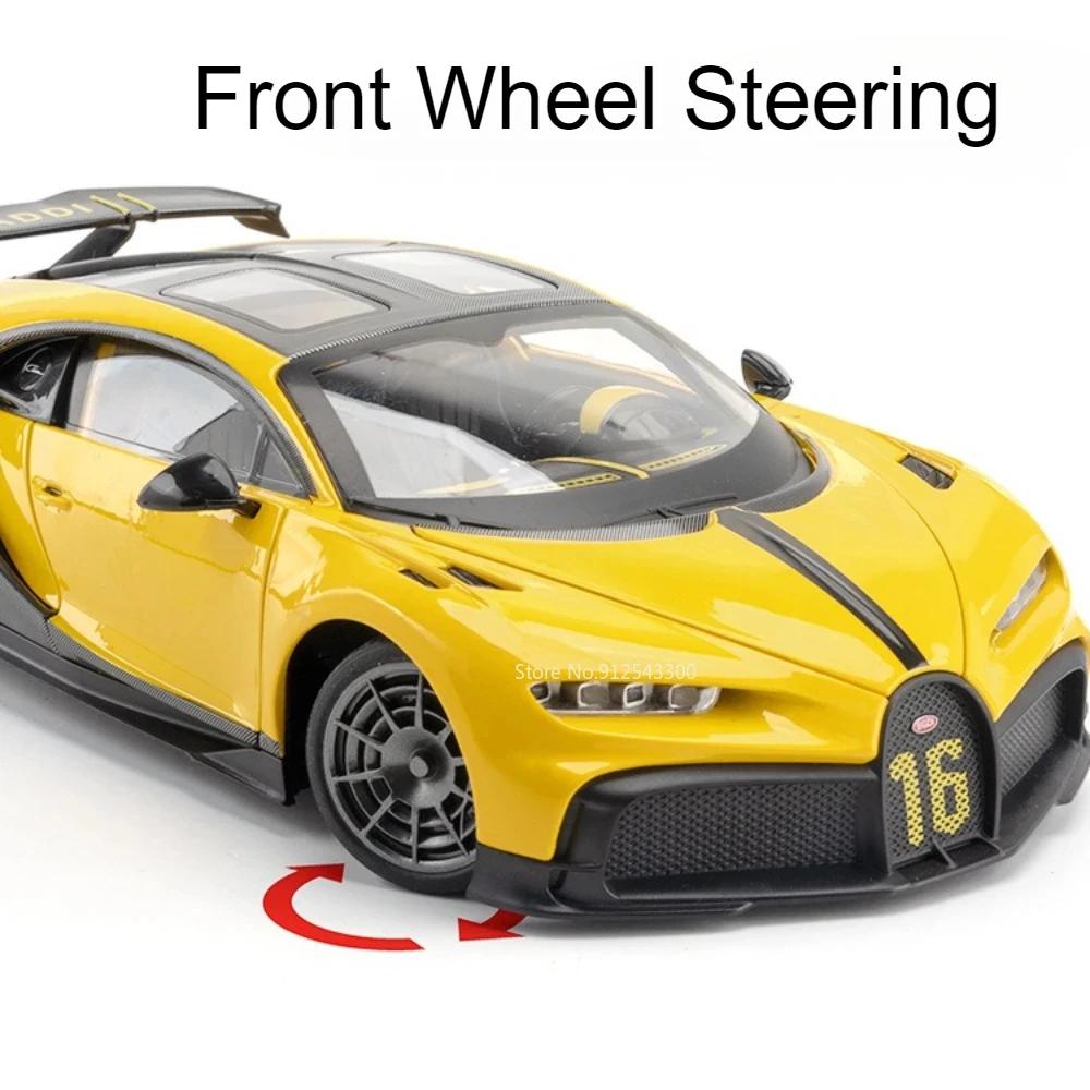 1:18 Scale Chiron Sports Car Model Toy Diecasts Metal Doors Opened Sound Light Shock Absorption Vehicles Toys Gifts for Children