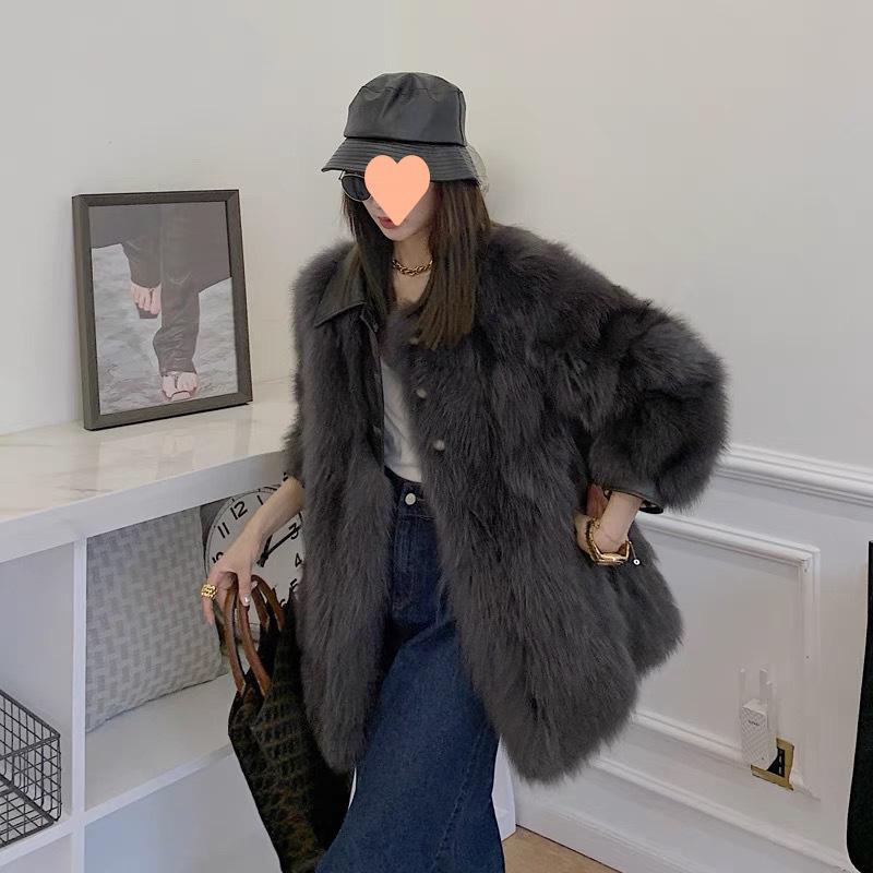 Haining fur coat women's new temperament fashion fur coat winter environmental protection imitation fox hair young medium and long