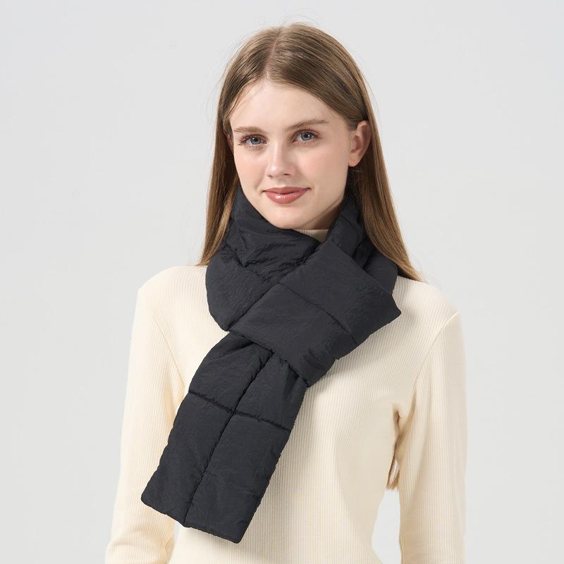 Autumn and Winter Portable Warm Scarf for Women Outdoor Cold Proof Scarf for Men Korean Style Windproof Neck Protection Solid Color Down Scarf