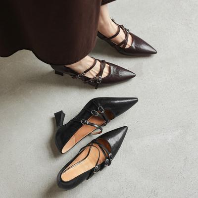 Vintage Spitzschuh Kreuzschnalle Damen Mary Jane Schuhe Mode Flache Schuhe 2026 Frühling Herbst Stripper Party Pumps Schuhe