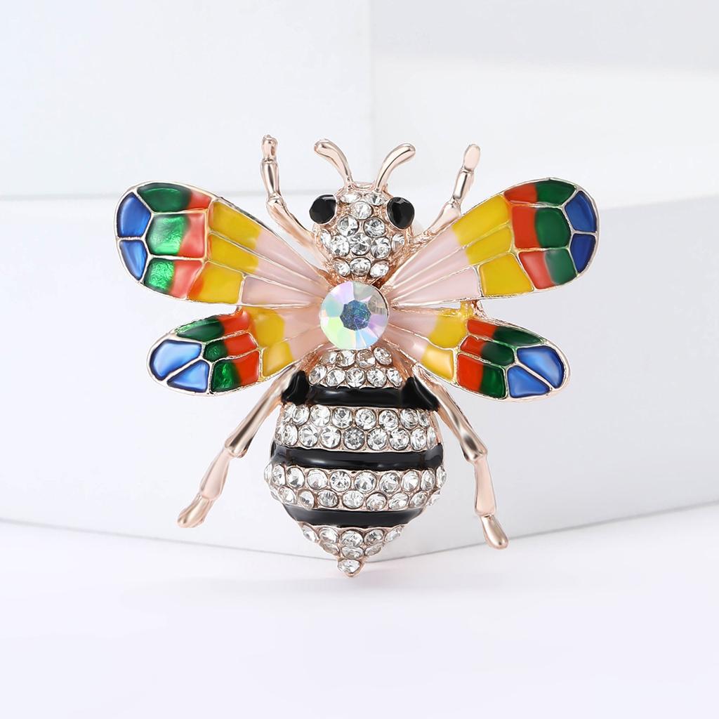 Simple Temperament Alloy Rhinestone Bee Brooch Cartoon Versatile Women'S Sweater Coat Corsage Jewelry Pin
