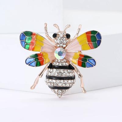 Simple Temperament Alloy Rhinestone Bee Brooch Cartoon Versatile Women'S Sweater Coat Corsage Jewelry Pin